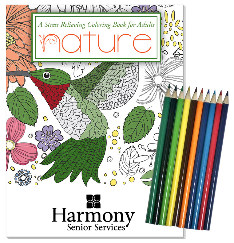 Nature Adult coloring book with pencils